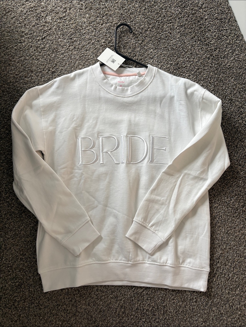White 'BRIDE' Embroidered Crewneck Sweatshirt